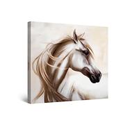 Startonight Impression sur Toile Lumineux - Beau Cheval Blanc - Grande Tableau Decoration Murale Prêt à Accrocher Peinture Moderne et Contemporaine 80 x 80 cm Idée Cadeau Élégante et Originale