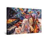 Startonight Impression Sur Toile Lumineux Peinture Orange de Musique Jazz - Tableau Abstrait - Decoration Murale Salon Moderne - Image sur Toile - 60 x 90 cm Idée Cadeau Élégante et Originale