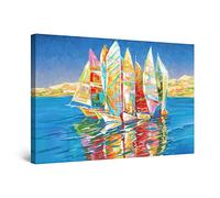 Startonight Impression Sur Toile Lumineux Rencontre de Voiliers sur l'Océan Infini - Tableau Paysage - Decoration Murale Salon Moderne - Image sur Toile - 60 x 90 cm Idée Cadeau Élégante et Originale