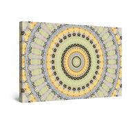 Startonight Impression sur Toile Mandala Jaune - Tableau Abstrait - Decoration Murale Salon Moderne - Image sur Toile - 60 x 90 cm Idée Cadeau Élégante et Originale Effet Lumineux Nocturne