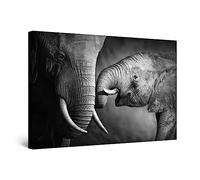Startonight Impression sur Toile - Mère Éléphant - Tableau Decoration Murale Salon Moderne - Image sur Toile - 60 x 90 cm Idée Cadeau Élégante et Originale Effet Lumineux Nocturne