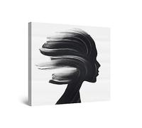 Startonight Impression sur Toile Noir et Blanc Dessin de Femme, Art Encadré Imprimée Tableau Motif Moderne Décoration Tendu sur Chassis Prêt à Accrocher 80 x 80 cm Idée Cadeau Élégante et Originale