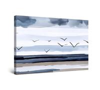 Startonight Impression sur Toile Oiseaux Plage Bleue - Tableau de l'été - Decoration Murale Salon Moderne - Image sur Toile - 60 x 90 cm Idée Cadeau Élégante et Originale Effet Lumineux Nocturne