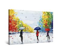 Startonight Impression sur Toile Parapluies Bleu Rouge - Tableau Abstrait - Decoration Murale Salon Moderne - Image sur Toile - Grande 80 x 120 cm Idée Cadeau Élégante et Originale Lumineux