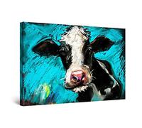 Startonight Impression sur Toile Peinture Vache Mignonne, Tableau Animaux - Decoration Murale Salon Moderne - Image sur Toile - 60 x 90 cm Idée Cadeau Élégante et Originale Effet Lumineux Nocturne