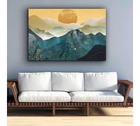 Startonight Impression sur Toile Pic des Montagnes de la Lune jaune - Tableau Abstrait - Decoration Murale Salon Moderne - Image sur Toile - Grande 80 x 120 cm Idée Cadeau Élégante et Originale