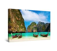 Startonight Impression sur Toile Plage Tropicale, Tableau Paysage - Decoration Murale Salon Moderne - Image sur Toile - Grande 80 x 120 cm Idée Cadeau Élégante et Originale Effet Lumineux Nocturne