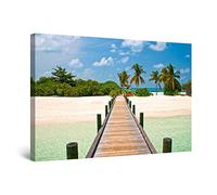 Startonight Impression Sur Toile Pont Vers à la Plage, Tableau Paysage - Decoration Murale Salon Moderne - Image sur Toile - 60 x 90 cm Idée Cadeau Élégante et Originale Effet Lumineux Nocturne