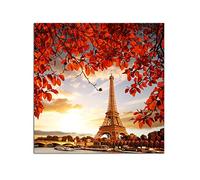 Startonight Impression Sur Verre Acrylique Tableau - Paris en Rouge - Moderne Animaux Image pour la Décoration de la Maison 60 x 60 cm