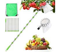 STARTONYOU Cueille Fruit Télescopique, 4M Cueilleur de Fruits Amovible, Ramasse Fruit avec Poteau Réglable Léger et Sac de Rangement, Outil Cueillette Jardin Arbre Poires Pêches Ø 160mm