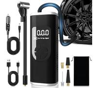 StartPro Gonfleur de pneu portable 150 PSI Pompe à air sans fil Double alimentation Affichage LED Lampe de poche Arrêt automatique Gonflage rapide pour voiture, moto, vélo et équipements de sport