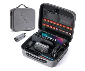 STARTRC GAMES Carry Case for Nintendo Switch 2, Large Capacity Hard Shell Travel Carrying Case with 18 Game Card Slots for Switch 2 Console and Accessories, All-in-One Portable Bag, Grey