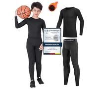 Startseite Ensemble de couche de base pour enfants - Haut thermique à manches longues et leggings de compression pour sport, football, basketball, ski, Noir , 12-13 Years / SIZE 30