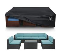 STARTWO Housse imperméable, robuste, anti-UV et résistante aux déchirures, pour salon de jardin modulable, ensemble de chaises/table de 7 à 12 places, 274,3 x 208,3 x 71,1 cm, noir