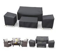 STARTWO Lot de 4 Housses de Meubles de Patio résistantes et imperméables 500D pour Meubles d'extérieur, canapé, Chaise, Ensemble de Meubles en rotin et Osier, Noir