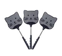 Staruby Lot de 3 Tapettes à Mouches Télescopiques, Manche Long de 63 cm, Tapettes Robustes en Plastique pour Intérieur, Terrasse, Jardin et Extérieur - Noir