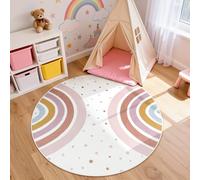 STARUIA Tapis rond coloré pour chambre d'enfant, tapis lavable pour salle de jeux, tapis bohème pour enfants, tapis antidérapant doux, pour salle de classe, tipi château de princesse