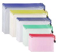 STARVAST 15Pcs Pochette Plastique Transparente, Pochette Fermeture Eclair, 5 Tailles Différentes Documents Dossier en PVC (A4,A5,B4,B5,B6) pour Fournitures Bureaux Voyage, 5 Couleurs Assorties