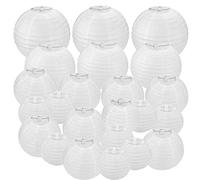 STARVAST 30 Pcs Lanternes en Papier Blanc - Lampion Papier Boule pour Mariages, Anniversaires, Fêtes et Événements - Assortiment de Tailles Rondes (4", 6", 8", 10", 12")