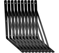 STARVAST Equerre Etagere Murale, 10 Pcs Supports Triangulaires de 90 Degrés en Acier, Équerres Étagères 300mm x 190mm, Support d'angle Brace avec 50 pcs Vis et 20 pcs Ancres (Noir)