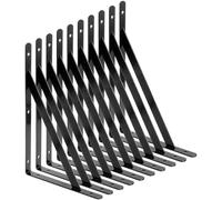STARVAST Equerre Etagere Murale, 10 Pcs Supports Triangulaires de 90 Degrés en Acier, Équerres Étagères 250mm x 160mm, Support d'angle Brace avec 50 pcs Vis et 20 pcs Ancres (Noir)