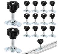 STARVAST Lot de 14 raccords à vis pour rail d'arrimage Airline - M8x20 Poignée terminale avec vis à tête en étoile pour sangles d'arrimage 500 daN Galvanisé Embout d'arrimage Airline