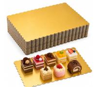 STARVAST Lot de 30 planches à gâteau rectangulaires - 35 x 25 cm - Fond de gâteau jetable en carton - Feuille dorée - Pour la cuisson, les gâteaux, les pizzas, les pâtisseries, les fêtes, la graisse