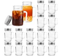 STARVAST Lot de 32 mini verres à liqueur de 60 ml avec anse, petits bocaux avec couvercle, bocaux Mason Jars pour boissons, desserts, bougies, travaux manuels