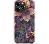 STARVIP Coque pour iPhone 14 Pro - Compatible avec la recharge sans fil - Coque rigide double couche + coque en silicone - Coque de protection esthétique tendance pour femme - Feuilles de fleurs