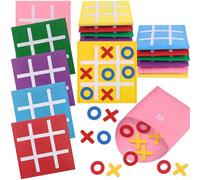 Starvortex 12Pcs Jeu Tic-Tac-Toe Mini en Feutrine, Jeu de Societe de 12x12 cm en 6 Couleurs, Jeux de Société de Type Puzzle, Jeux Societe pour Fête Maison École, Cadeau Anniversaire Enfants Invites