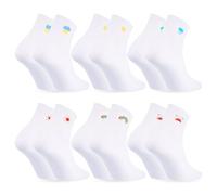 Starvortex 6 Paires Chaussettes Blanches Femme, Chaussettes Femme avec des Motifs Mignons de Météo, Chaussettes Coton Femme 3D à 360 Degrés, Chaussette Sport Femme Ergonomique, Chaussette Tennis