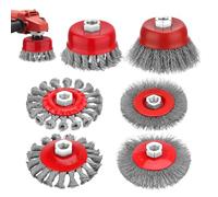 Starvortex 6Pcs Brosse Metallique pour Perceuse, M14 x 2 Brosse Metallique avec Jeu de Roues, Pour Dérouillage, Décapage de Peinture, Nettoyage des Soudures et Meulage