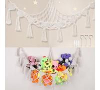 Starvortex Filet Peluche à Suspendre, Hamac Peluche de Style Bohème, 145 x 105cm Rangement Peluche Tricoté à la Main, Décoration de Range Peluche Enfant Mignons, Rangement Peluche Chambre Enfant