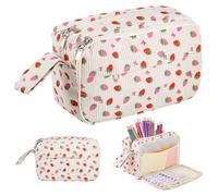 Starvortex Fraise Trousse à Crayons pour Filles, Plumier avec Poche Zippée et Dragonne, Grande Trousse Scolaire, Trousse Ecole pour l'école, Les études, Collège étudiants Fille Garçon Adolescent
