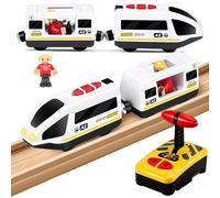 Starvortex Locomotive Electrique Train en Bois, Train Électrique pour Enfants à Piles, Compatible avec Les Chemins de Fer en Bois Thomas, Brio, Jeux Educatif pour Enfant