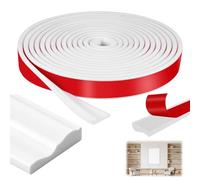 Starvortex Moulure Adhesive pour Murs, 7m x 3.9cm Moulure Murale Adhesive | Moulure Flexible pour Portes Intérieures Blanches, Plinthe PVC Souple, pour Murs, Miroirs et Bords, Moulure Decorative