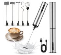 Starvortex Mousseur à Lait Rechargeable, Mini Fouet Électrique 5-en-1