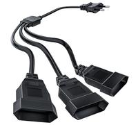 Starvortex Petite Rallonge Electrique, 3 in 1 Rallonge Prise Plate | 2.5A 250V 625W, Multiprise, Prise Euro pour Une Utilisation en Intérieur TV, PC, Moniteur, Noir
