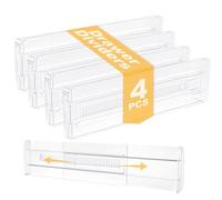 Starward 4 Pièces Séparateurs de Tiroirs, Organisateur de Tiroir Transparent Réglable, Vetement Rangement Tiroir pour Cuisine Commodes Salle de Bain