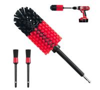 Starward Brosse Jante Voiture, Brosse Visseuse, Rotative Nettoyage avec 2 Brossettes (Rouge & Noir)