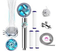 STARWAVE High Pressure Shower Heads, Handheld Turbo Fan Shower, Hydro Jet Shower Head Kit with Replacement Hose/Bracket/Cotton Filters and Bath Loofah, One Key Pause Switch 360 Degrees Rotating