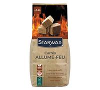 STARWAX - 144 Carrés allume-feu pour barbecue, poêle et cheminée - 100% d'ingrédients d'origine naturelle - FSC - allumage rapide, propre et sans odeur. N'altère pas la saveur des aliments.