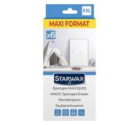 STARWAX - Éponges Magiques - Effacer Les Taches en Un clin d'œil - Ne Raye Pas - Facile à Nettoyer - Maxi Format - Multi-Surfaces - Lot de 6