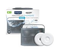 STARWAX Absorbeur d'humidité MAX + 2 tablettes 500g gris | Absorbe l'humidité dans les pièces de vie jusqu'à 40m², indicateur de remplissage, sans énergie ni bruit, 3 mois d'efficacité