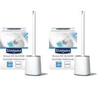 STARWAX - Brosse WC Silicone Double Face - Nettoyage Facile même dans Les endroits Difficile - Séchage Rapide et sans Odeur - Robuste - Couleur Blanche (Lot de 2)