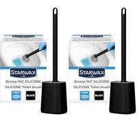 STARWAX - Brosse WC Silicone Double Face - Nettoyage facile même dans les endroits difficiles - Séchage rapide et sans odeur - Robuste - Couleur Noire (Lot de 2)