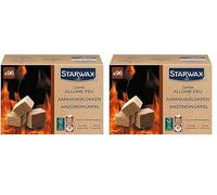 STARWAX - Carrés Allume-Feu pour Barbecue, Poêle et Cheminée - Allumage Rapide - Propre et sans Odeur - sans Huile de Palme - 100% d'Ingrédients d'origine Naturelle - Fabriqué en France - 96 carrés