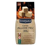 STARWAX - Carrés Allume-Feu pour Barbecue, Poêle et Cheminée - Allumage Rapide - Propre et Sans Odeur - Sans Huile de Palme - 100% d'Ingrédients d'Origine Naturelle - Fabriqué en France - 34 carrés