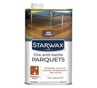 STARWAX Cire Anti-Tache pour Parquets Cirés Bois Foncé - 1L - Idéal pour Embellir et Protéger les Parquets Cirés des Taches - Non-Glissant