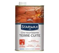 STARWAX - Cire Nourrissante pour Tomettes et Terres Cuites Teinte Brun - Embellit, Nourrit et Protège - Patine à l'Ancienne - Non Glissant - Formule Anti Tache - Fabriqué en France - 1L - 30m²